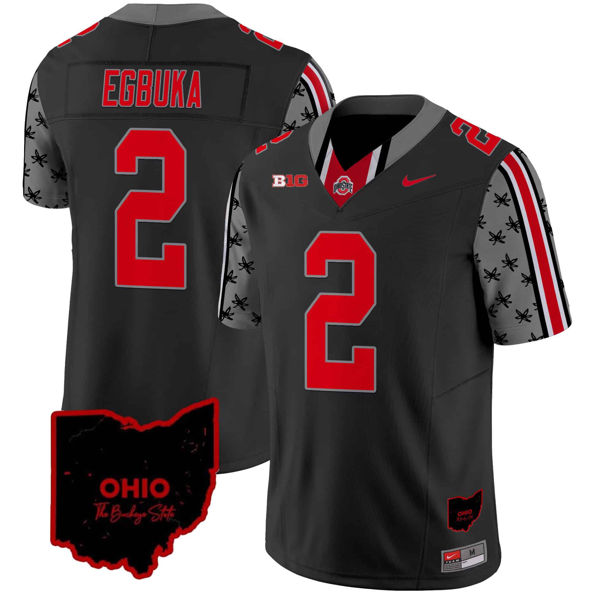 Men Ohio State Buckeyes #2 Egbuka Black 2024 Nike Home Patch Vapor Limited NCAA Jersey style 1